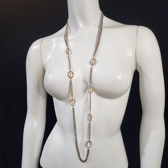 Ann Taylor Loft Silver, Gold, & Clear Glass Multi-Strand Necklace - Picture 1 of 3